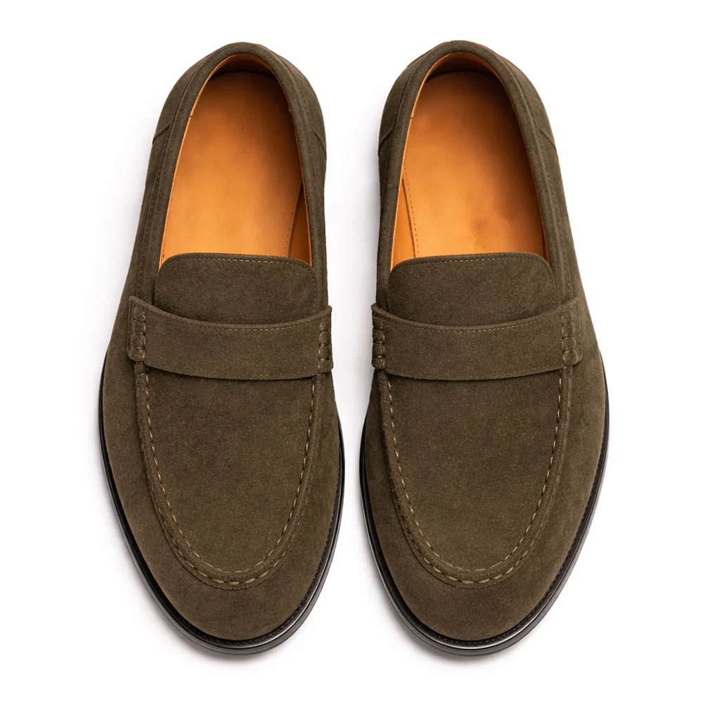 Men’s Olive Suede Penny Loafers - Men's leather shoes Pakistan