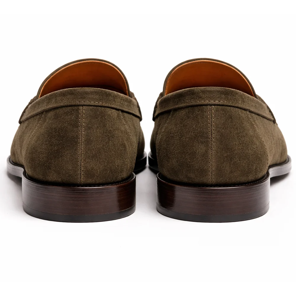 Men’s Olive Suede Penny Loafers - Men's leather shoes Pakistan