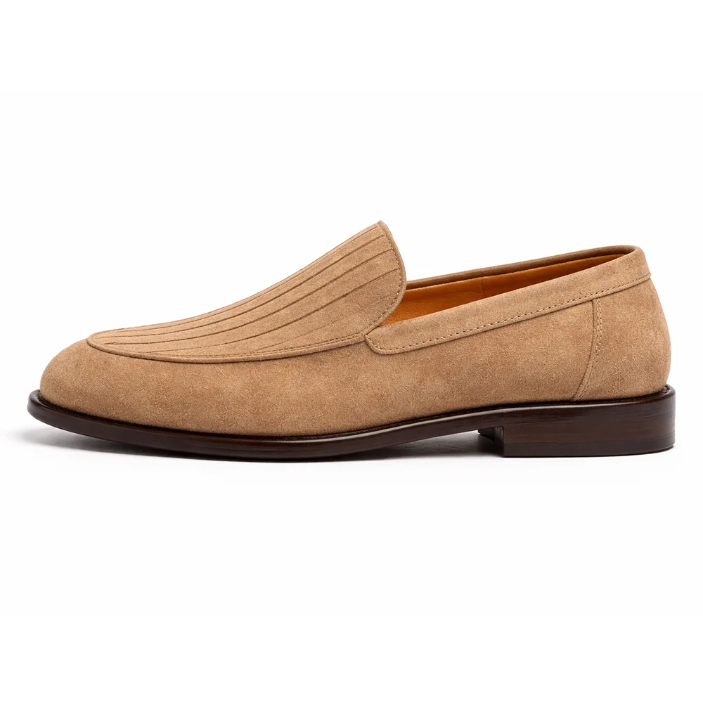 Men’s Beige Suede Textured Loafers - Men's leather shoes Pakistan