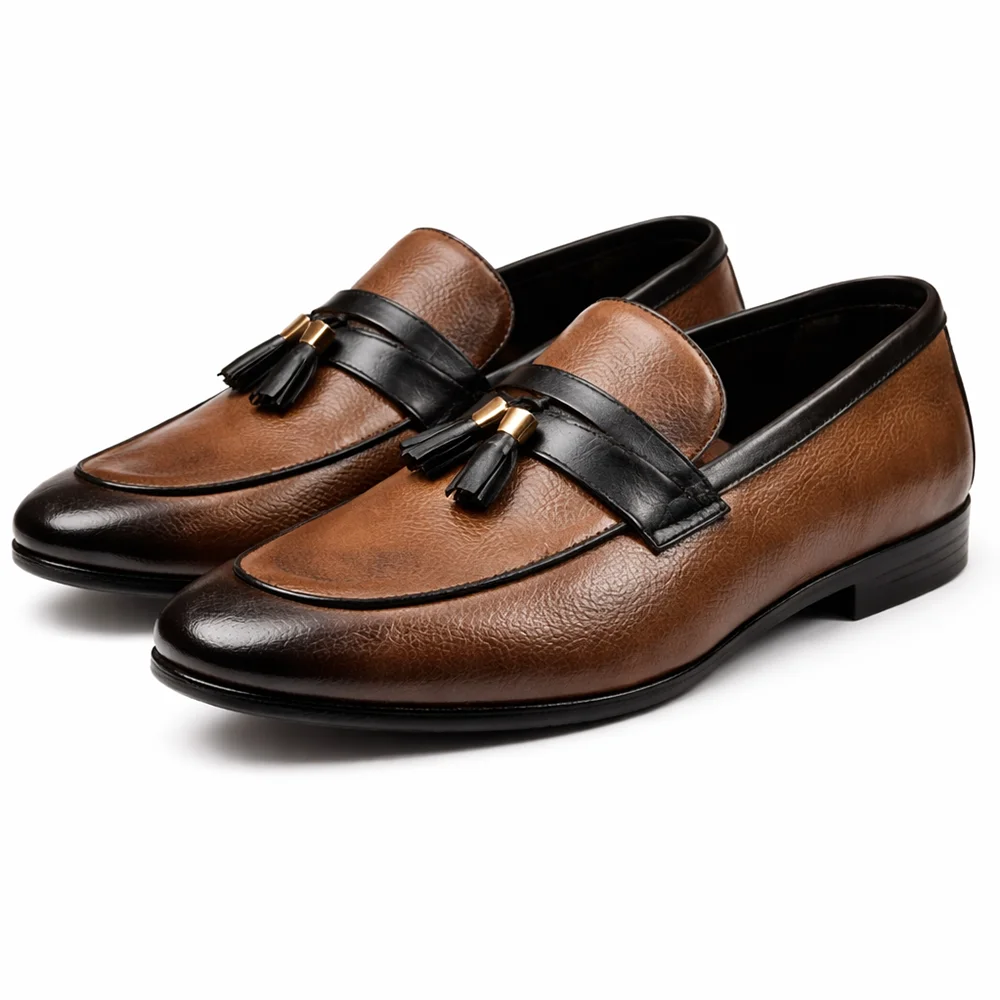 Men’s Brown & Black Tassel Loafers Alternate View