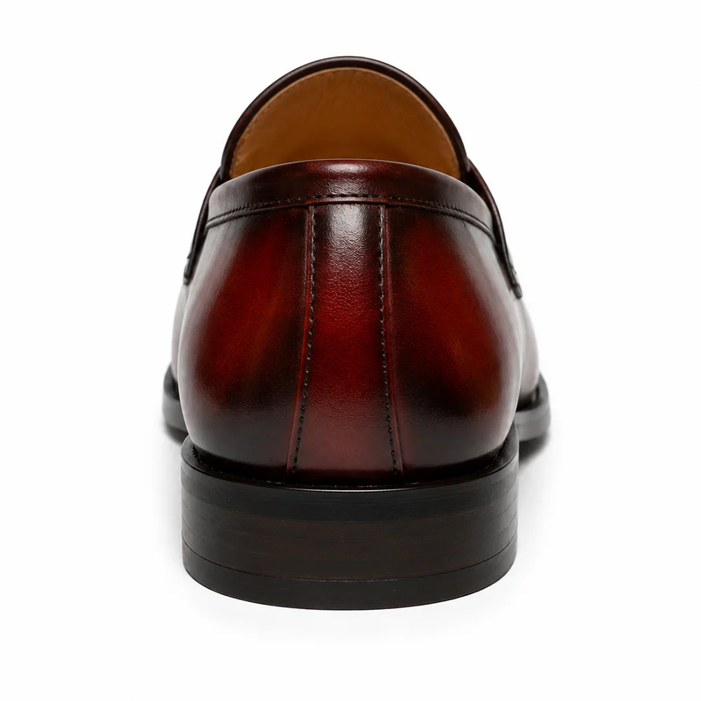 Men’s Burgundy Leather Penny Loafers – Premium Formal Slip-On Shoes