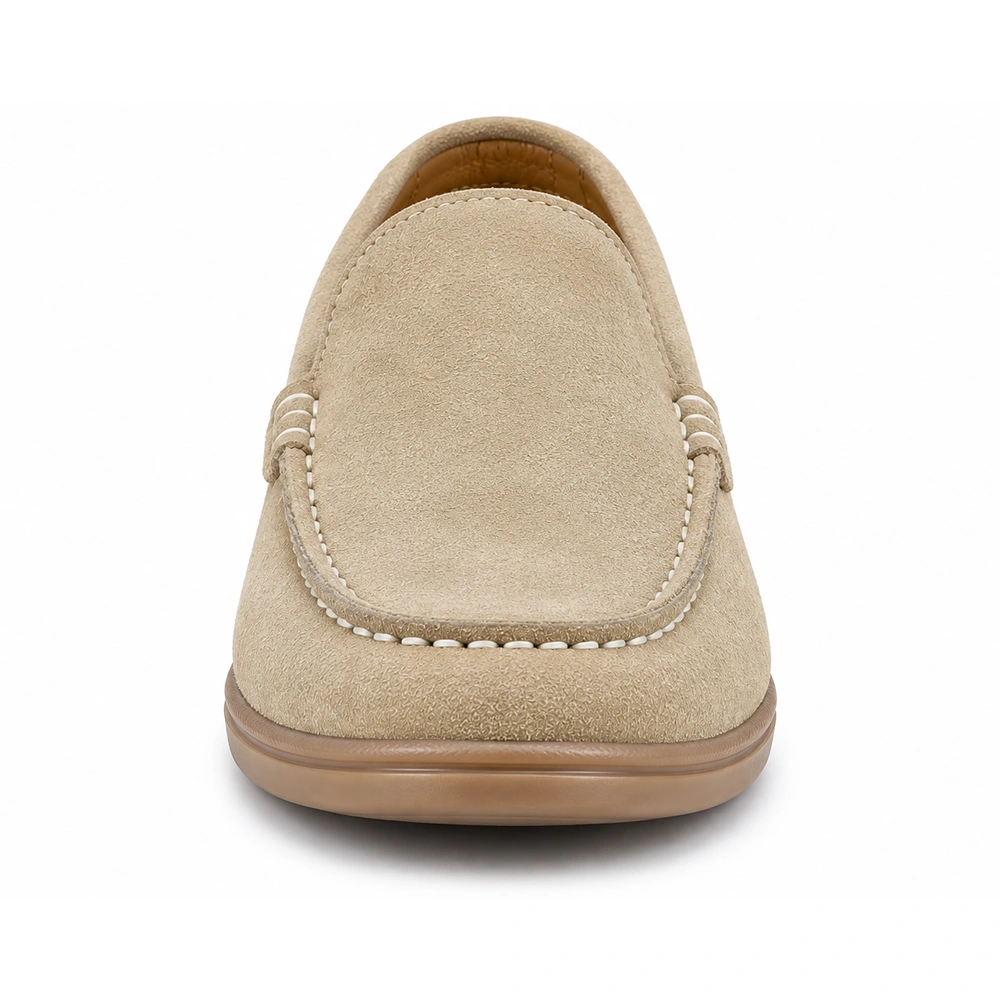 Men’s Beige Suede Leather Loafers – Casual Slip-On Shoes - Men's leather shoes Pakistan