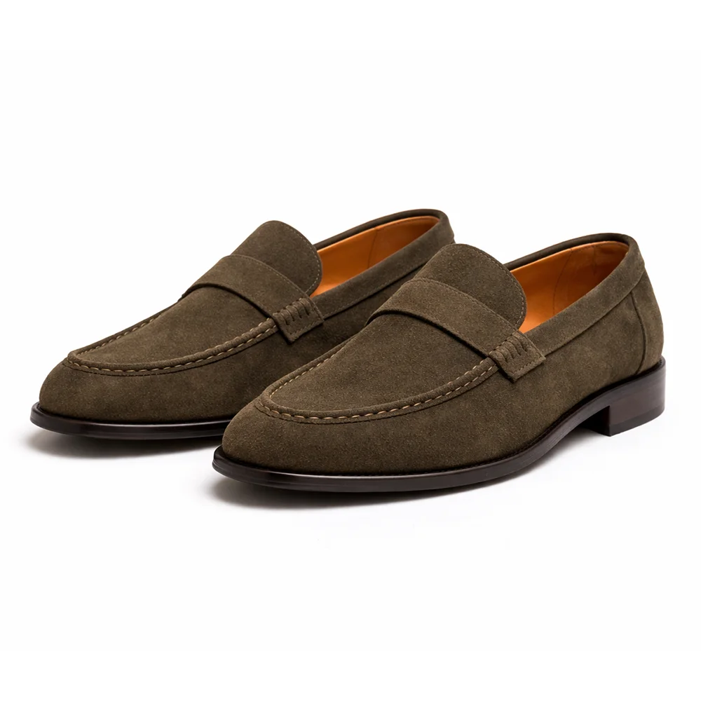 Men’s Olive Suede Penny Loafers - Men's leather shoes Pakistan