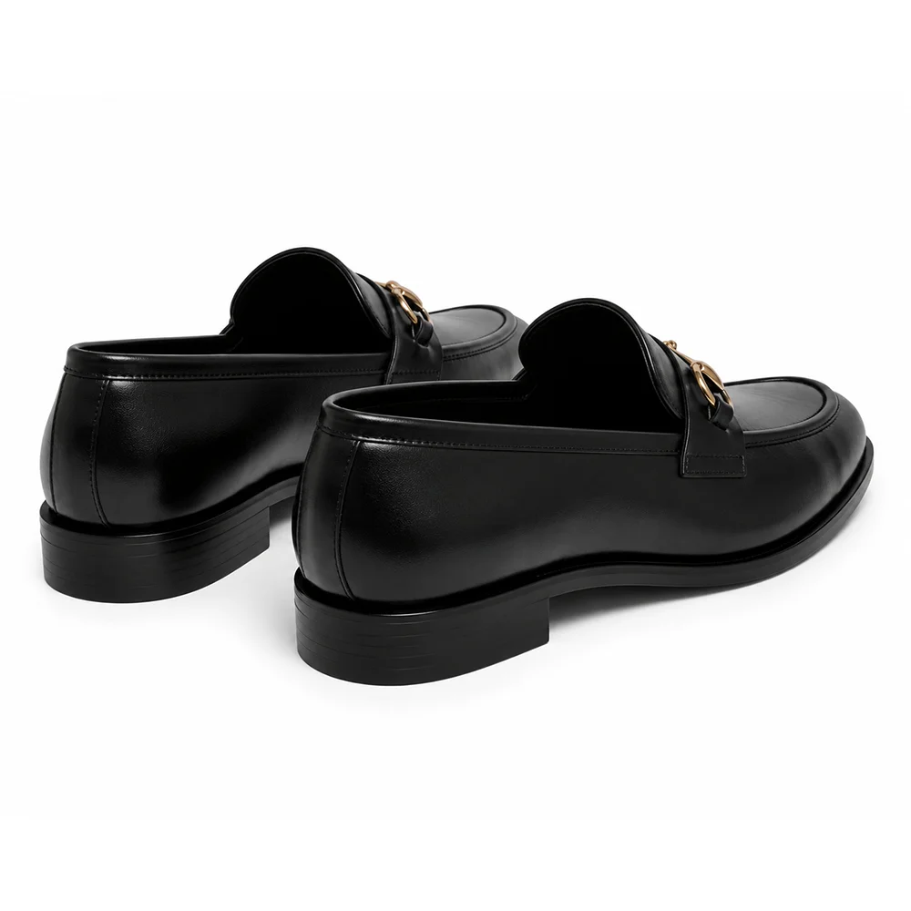 Men’s Black Horsebit Loafers – Premium Leather Slip-On Formal Dress Shoes