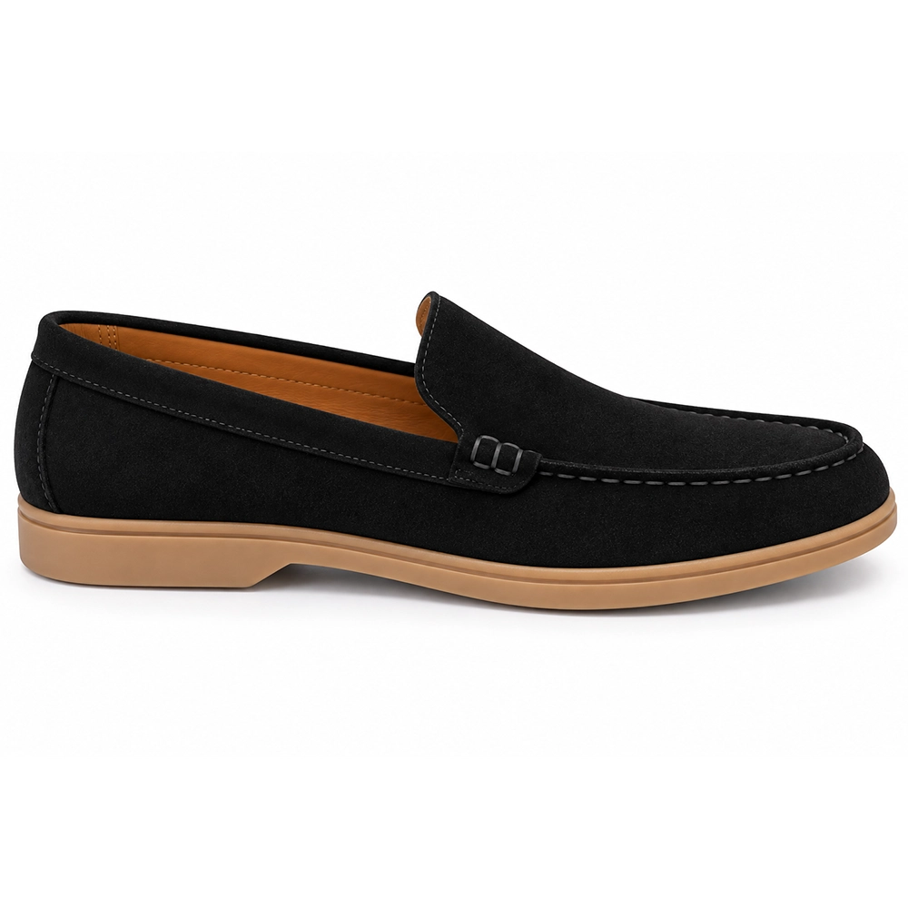 Men’s Black Suede Leather Loafers – Casual Slip-On Shoes Alternate View