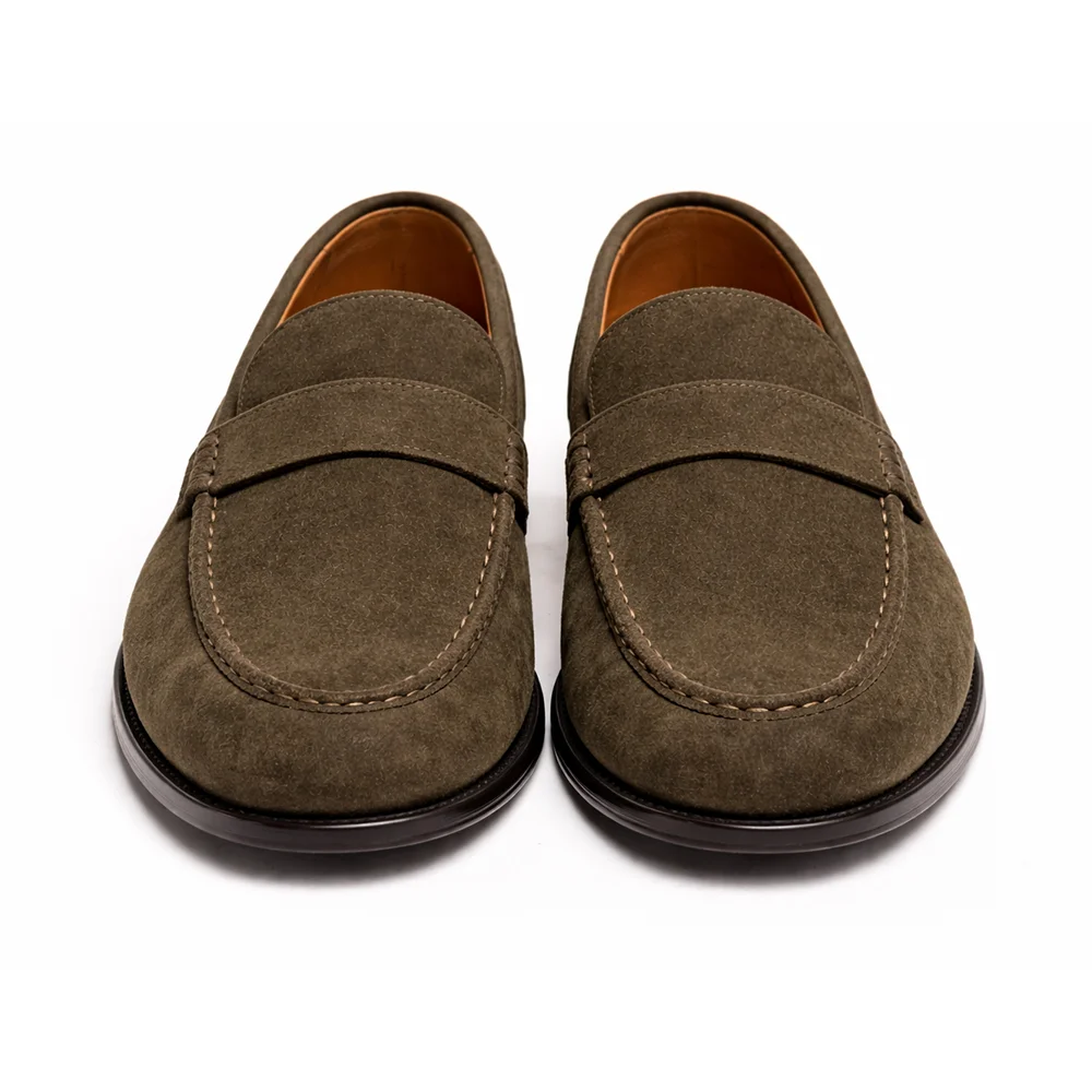 Men’s Olive Suede Penny Loafers - Men's leather shoes Pakistan