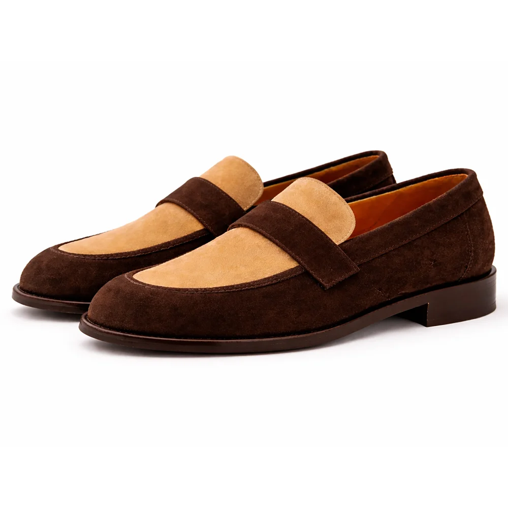Men’s Two-Tone Suede Penny Loafers