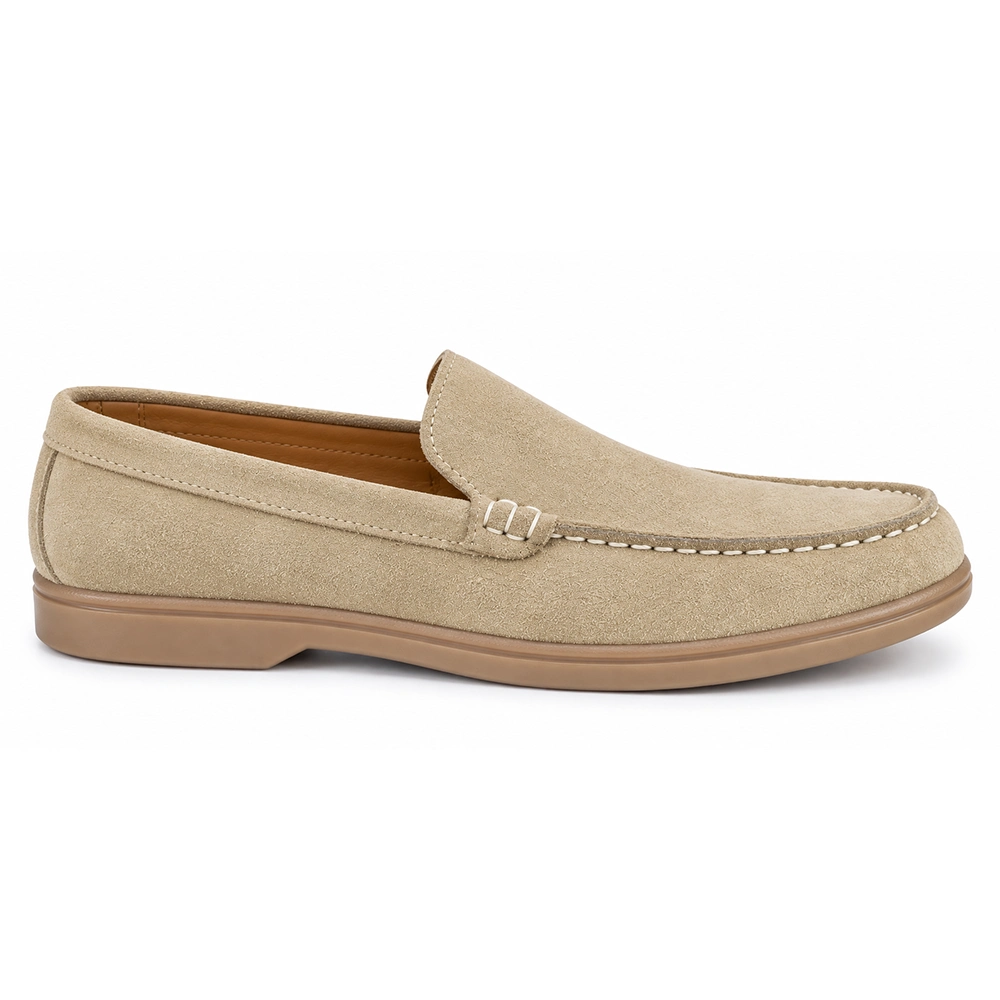 Men’s Beige Suede Leather Loafers – Casual Slip-On Shoes Alternate View