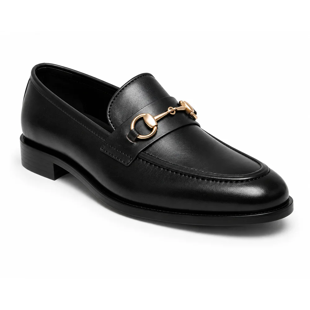 Men’s Black Horsebit Loafers – Premium Leather Slip-On Formal Dress Shoes