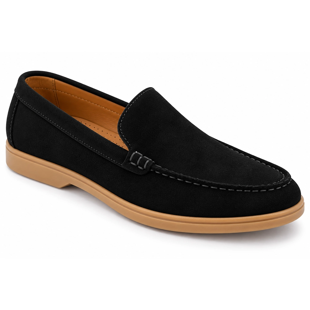 Men’s Black Suede Leather Loafers – Casual Slip-On Shoes - Men's leather shoes Pakistan