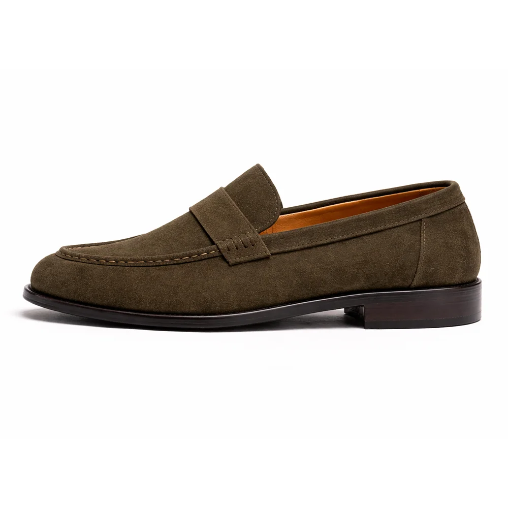 Men’s Olive Suede Penny Loafers - Men's leather shoes Pakistan
