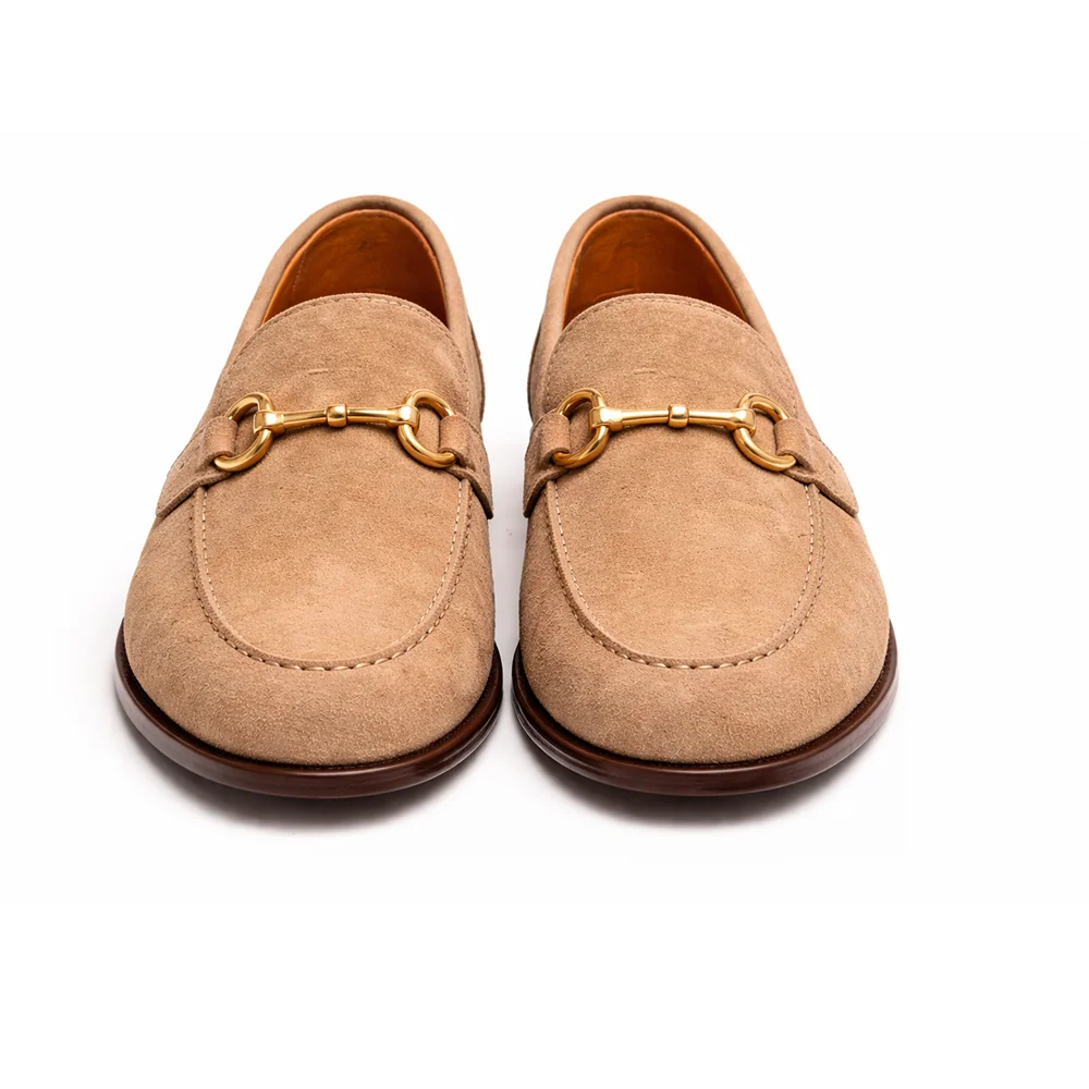 Men’s Beige Suede Horsebit Loafers Alternate View