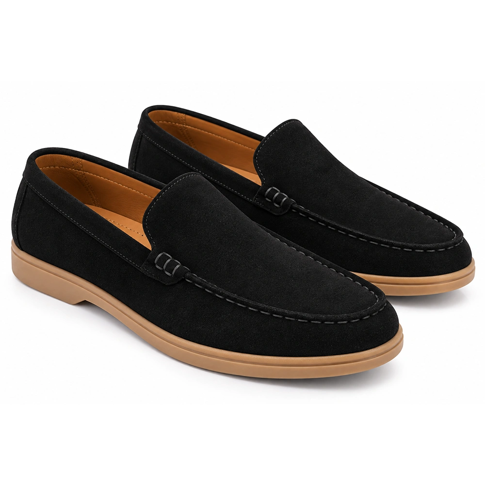 Men’s Black Suede Leather Loafers – Casual Slip-On Shoes