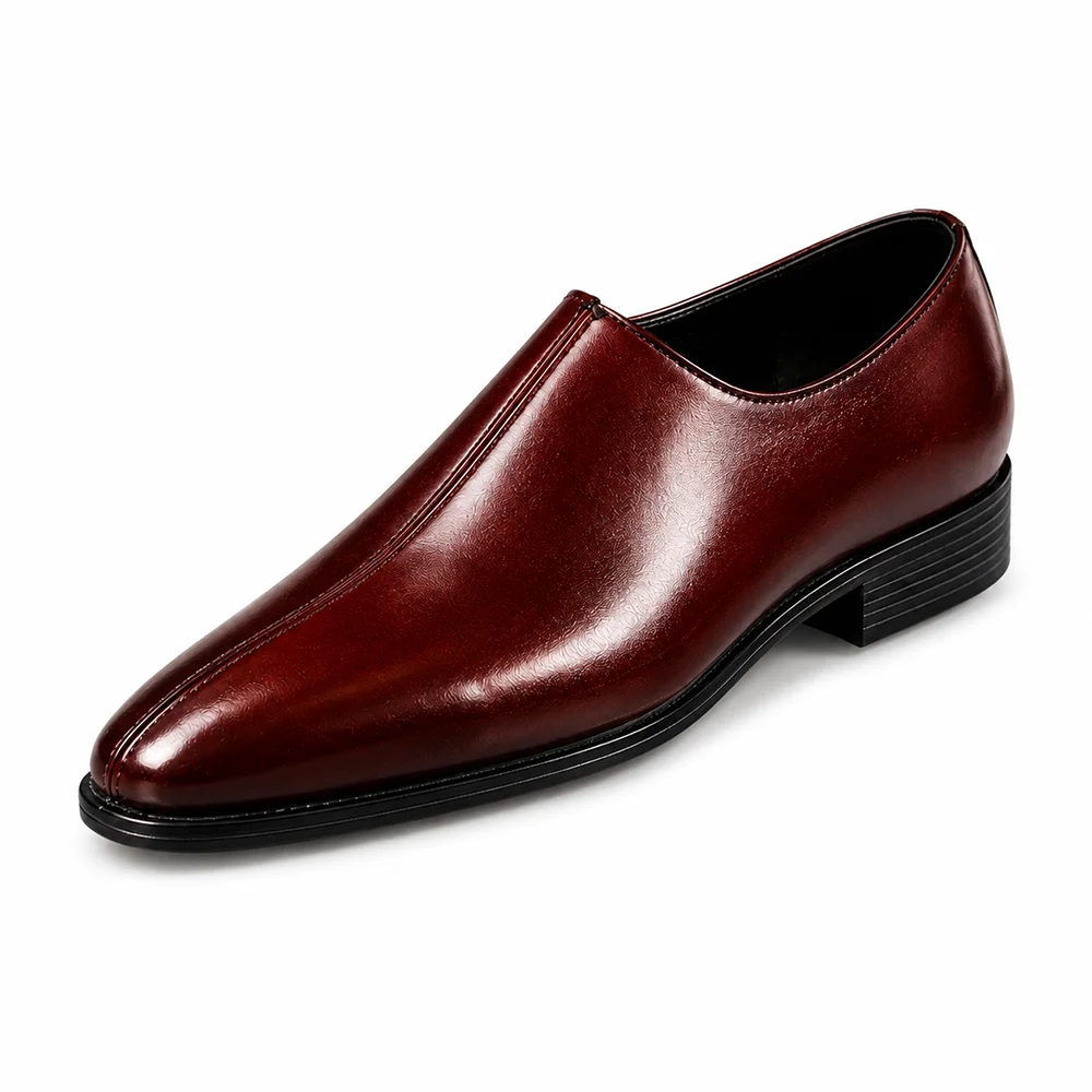 Men’s Formal Burgundy Leather Slip-On Dress Shoes