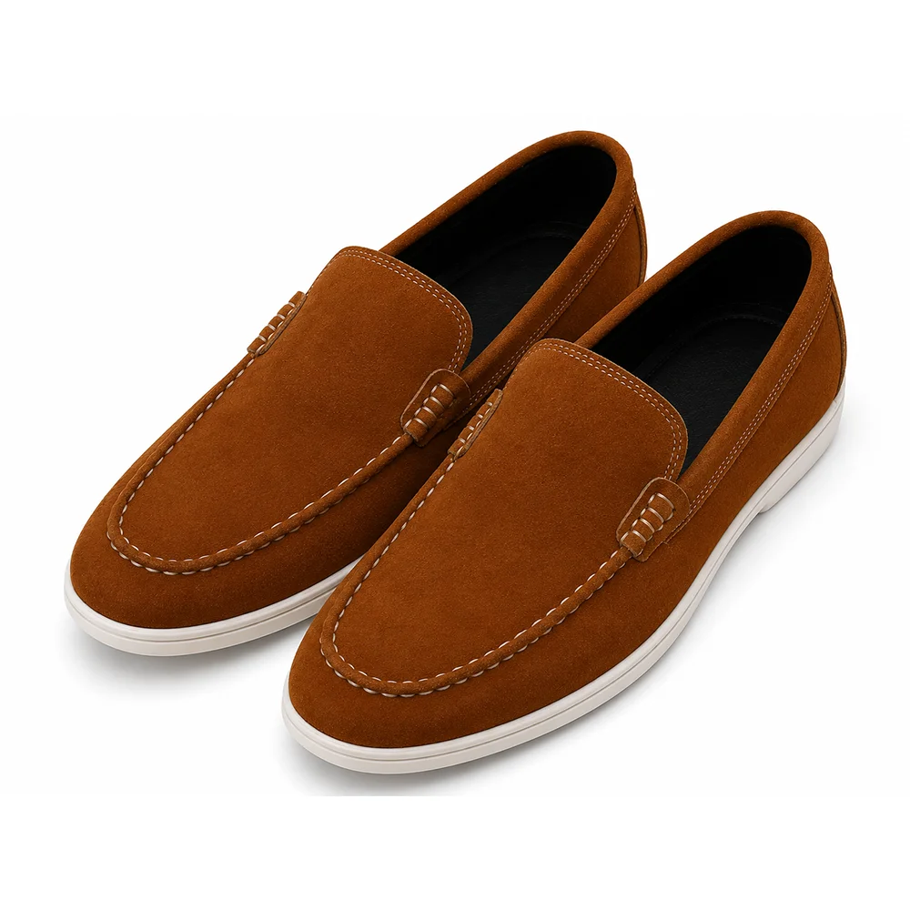 Men’s Tan Brown Suede Loafers – Casual Slip-On Driving Shoes