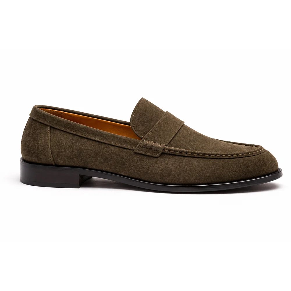Men’s Olive Suede Penny Loafers - Men's leather shoes Pakistan