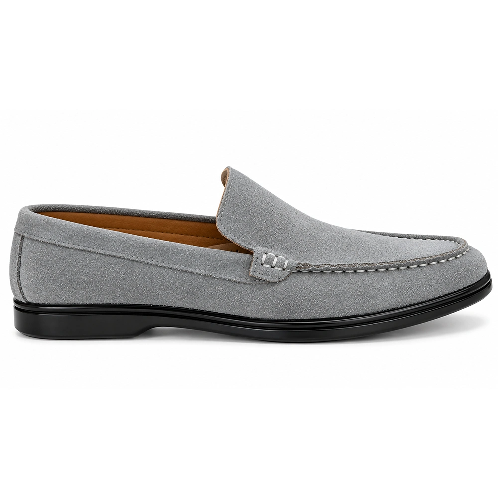 Men’s Grey Suede Leather Loafers – Casual Slip-On Shoes