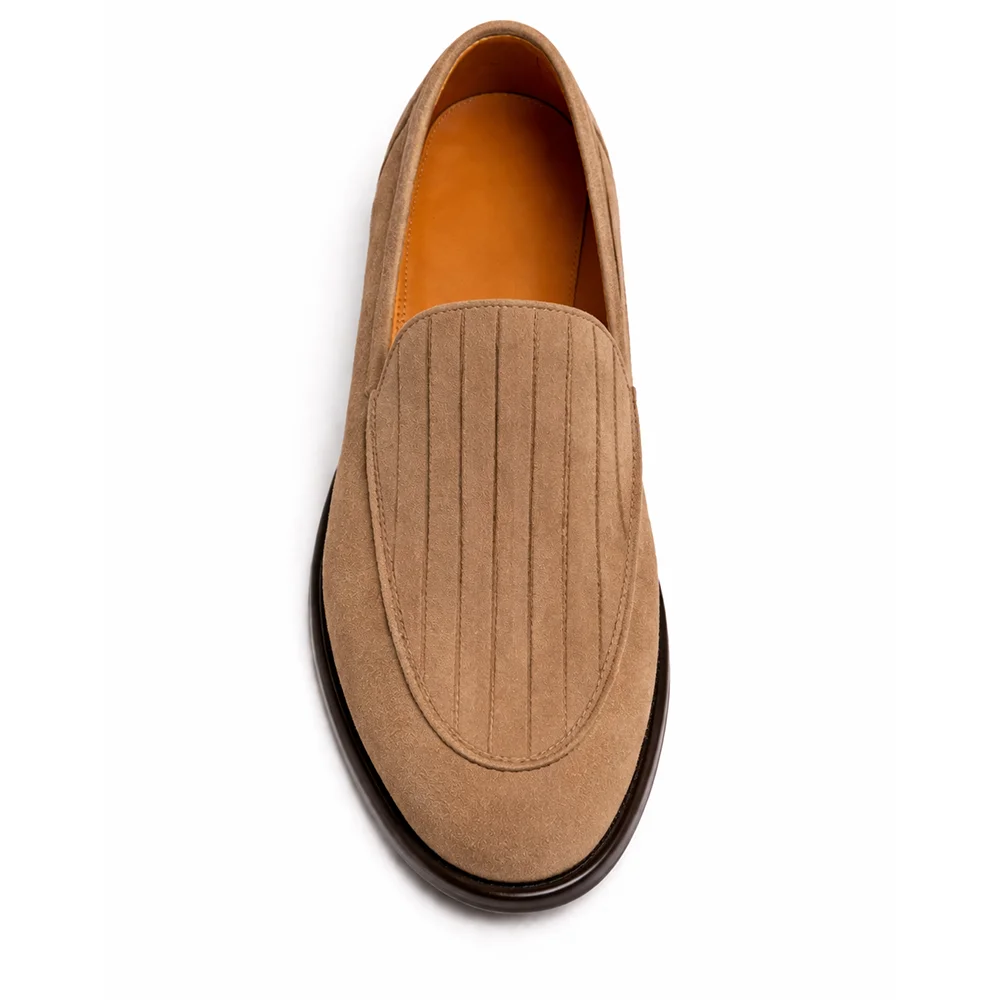 Men’s Beige Suede Textured Loafers - Men's leather shoes Pakistan