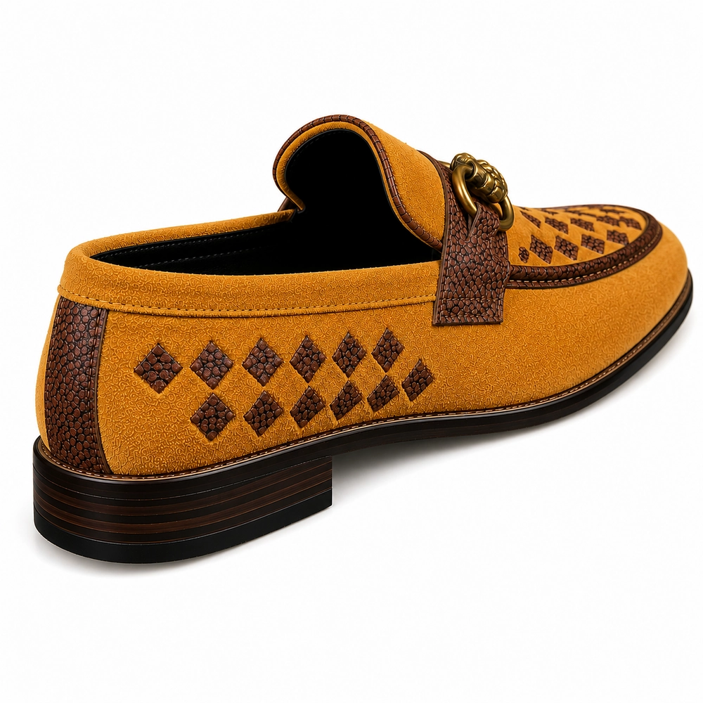 Premium Mustard Suede Leather Horsebit Loafers for Men