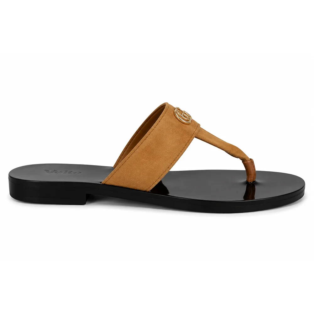 Men’s Tan & Black Toe Loop Sandals – Premium Casual Slip-On Footwear