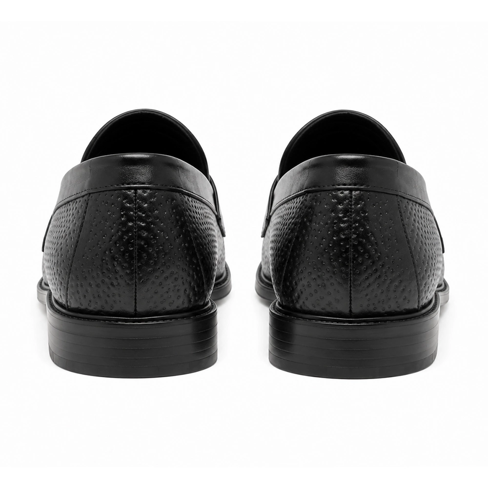 Premium Black Textured Leather Penny Loafers for Men - Men's leather shoes Pakistan