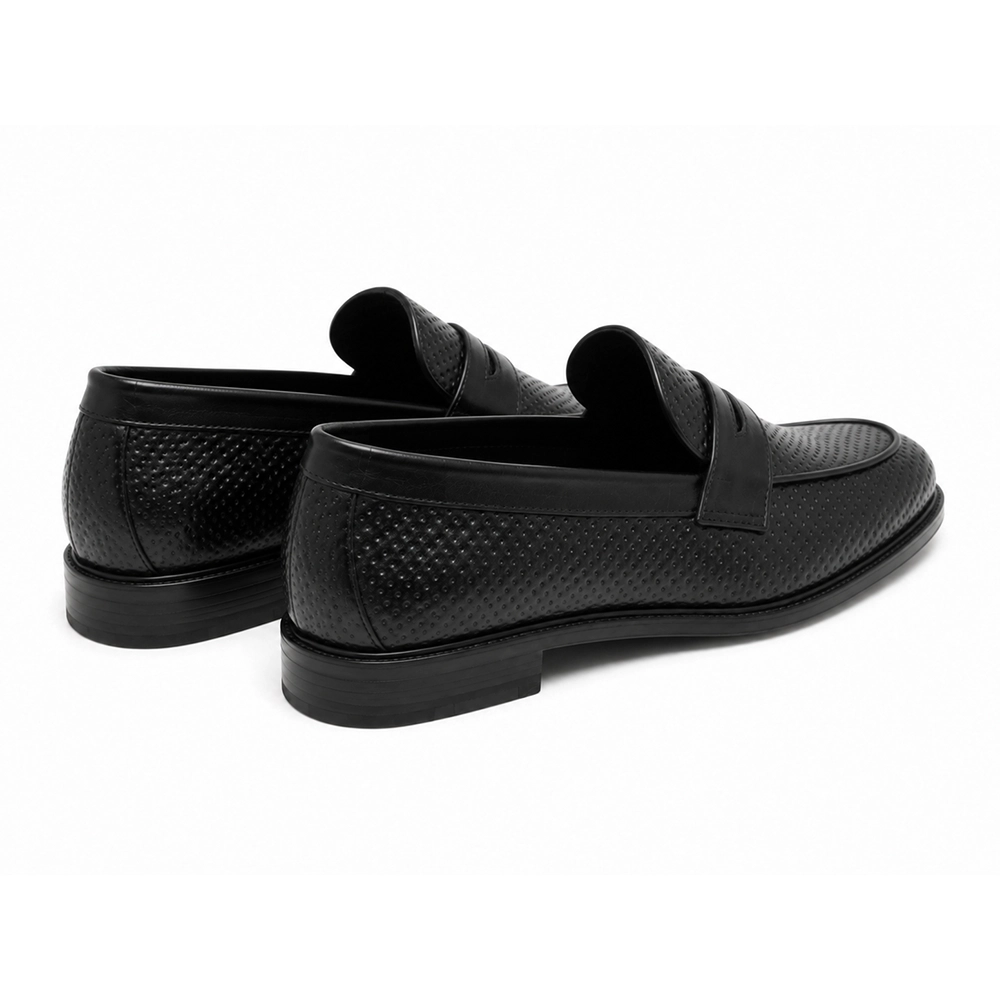 Premium Black Textured Leather Penny Loafers for Men - Men's leather shoes Pakistan