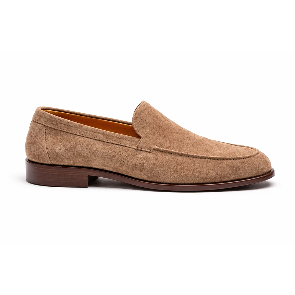 Men’s Beige Suede Plain Loafers Alternate View