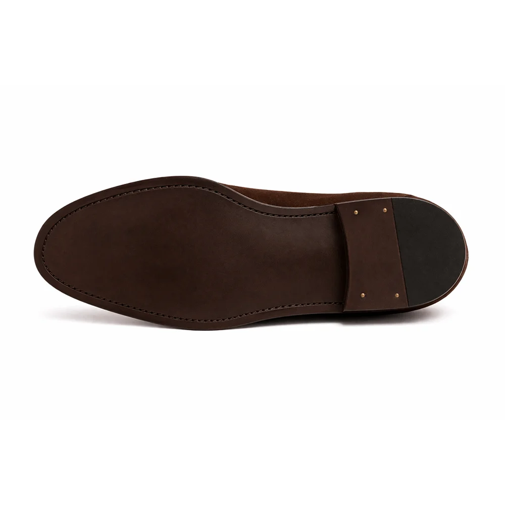 Men’s Brown Suede Textured Loafers Alternate View