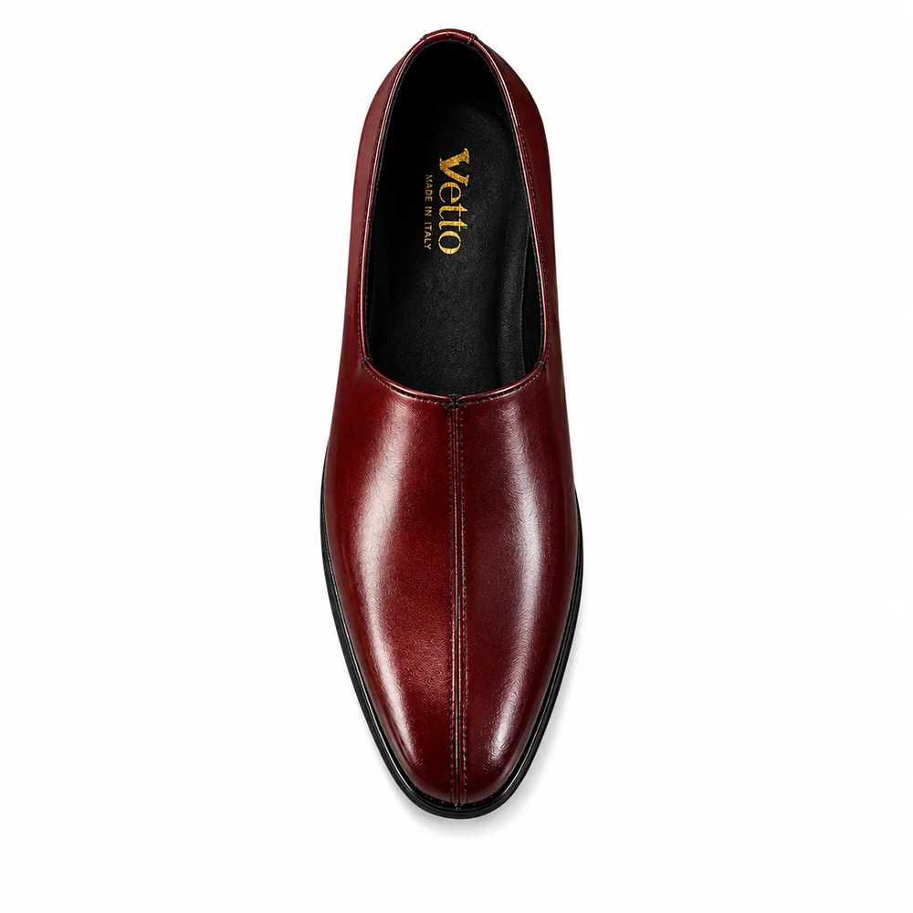 Men’s Formal Burgundy Leather Slip-On Dress Shoes