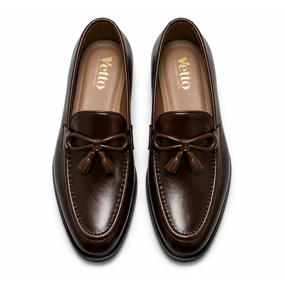Men’s Dark Brown Tassel Loafers – Premium Leather Slip-On Formal Shoes