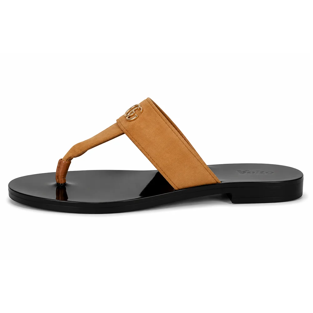 Men’s Tan & Black Toe Loop Sandals – Premium Casual Slip-On Footwear