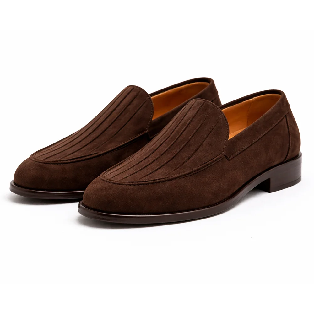 Men’s Brown Suede Textured Loafers - Men's leather shoes Pakistan