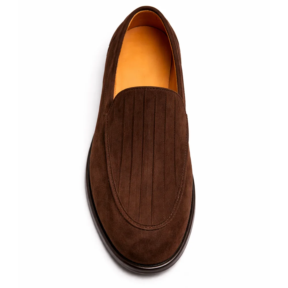 Men’s Brown Suede Textured Loafers - Men's leather shoes Pakistan