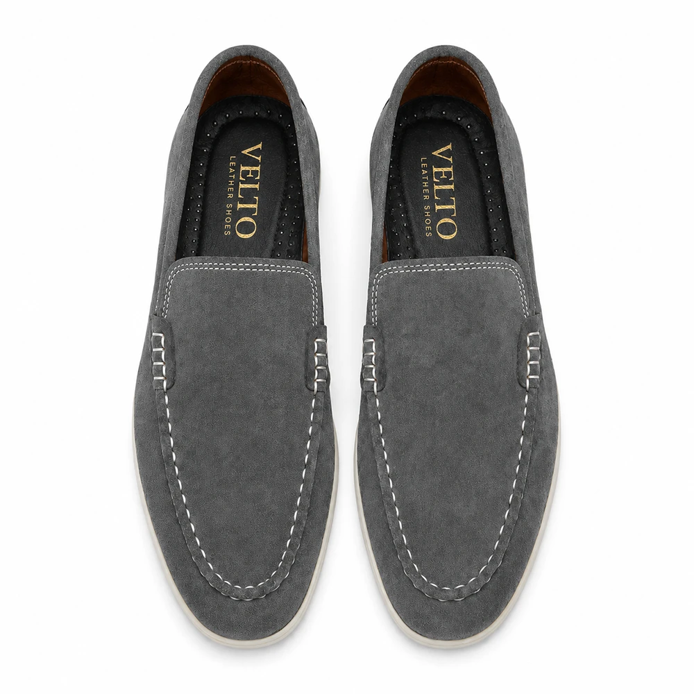 Premium Grey Suede Leather Casual Loafers for Men - Men's leather shoes Pakistan