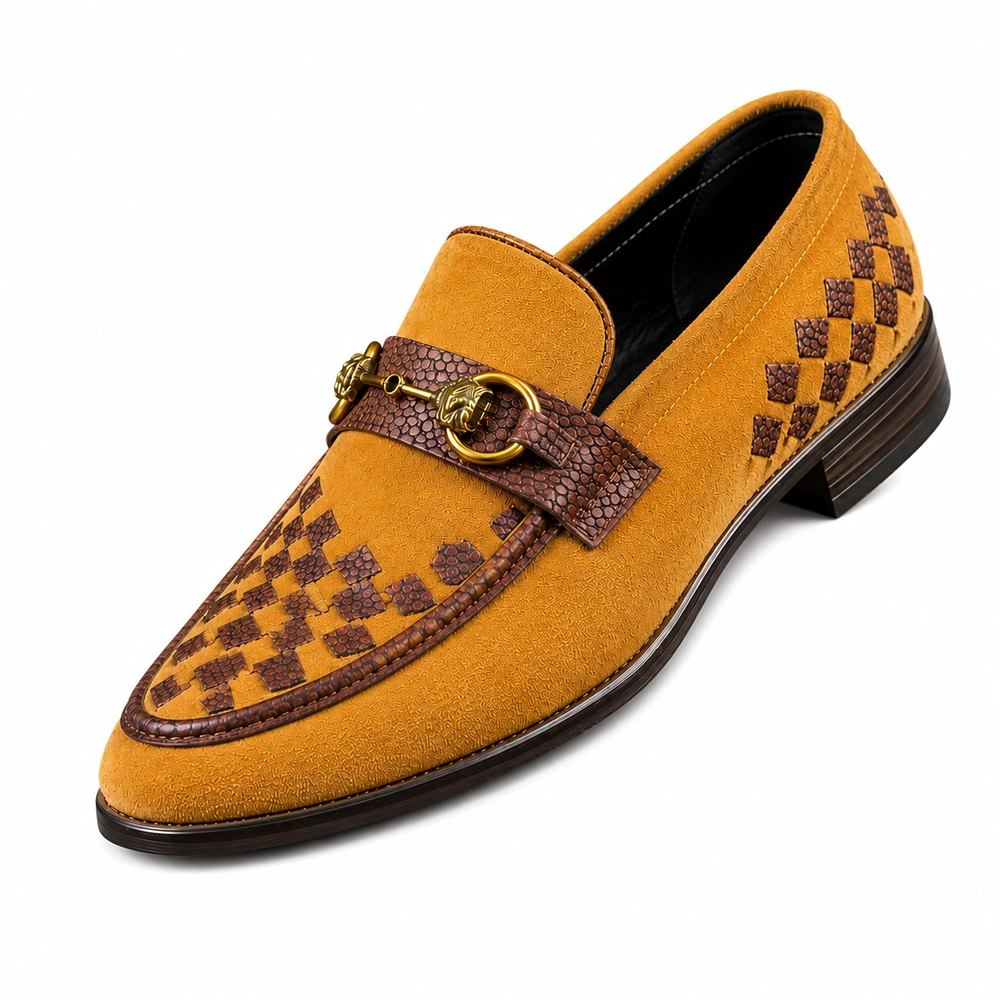 Premium Mustard Suede Leather Horsebit Loafers for Men