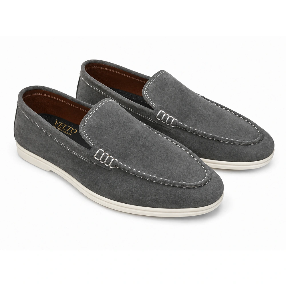 Premium Grey Suede Leather Casual Loafers for Men