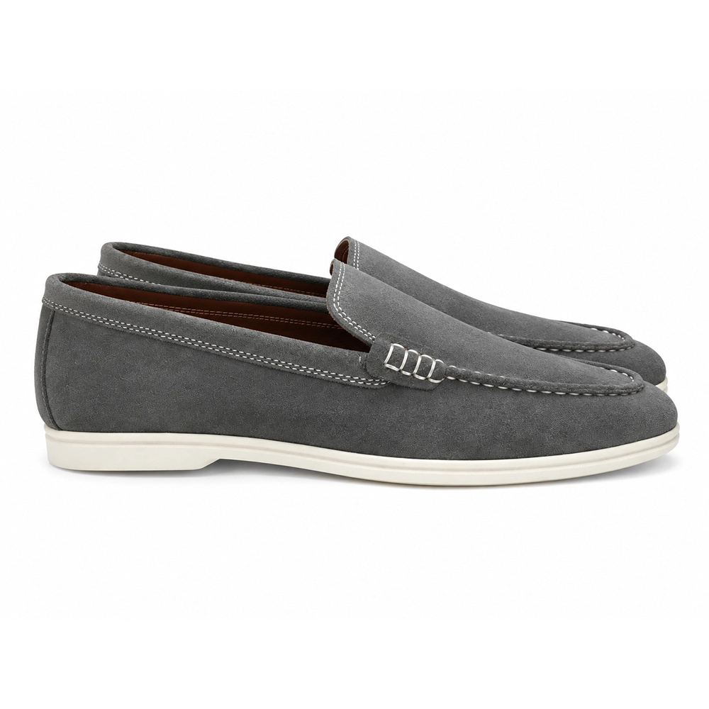 Premium Grey Suede Leather Casual Loafers for Men Alternate View