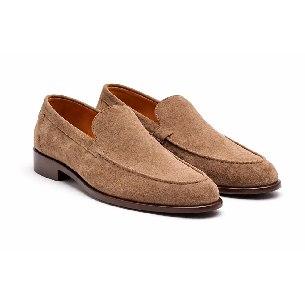 Men’s Beige Suede Plain Loafers