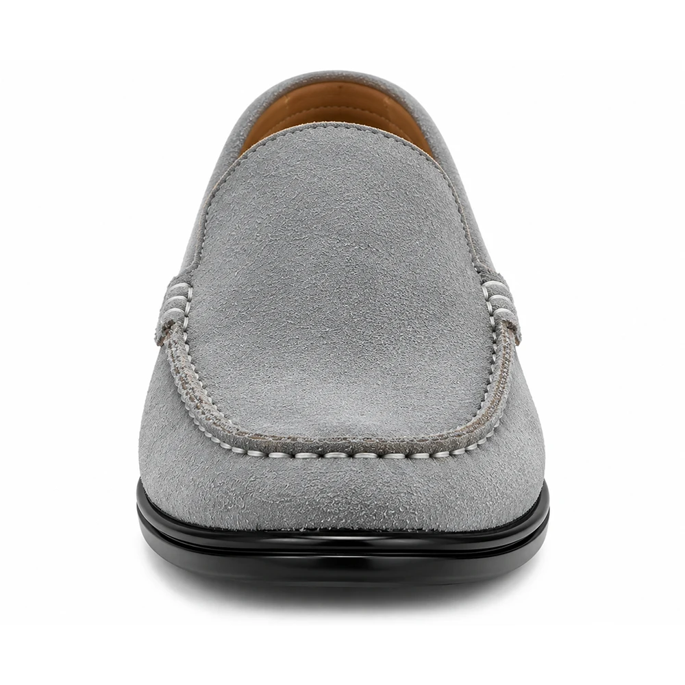 Men’s Grey Suede Leather Loafers – Casual Slip-On Shoes Alternate View