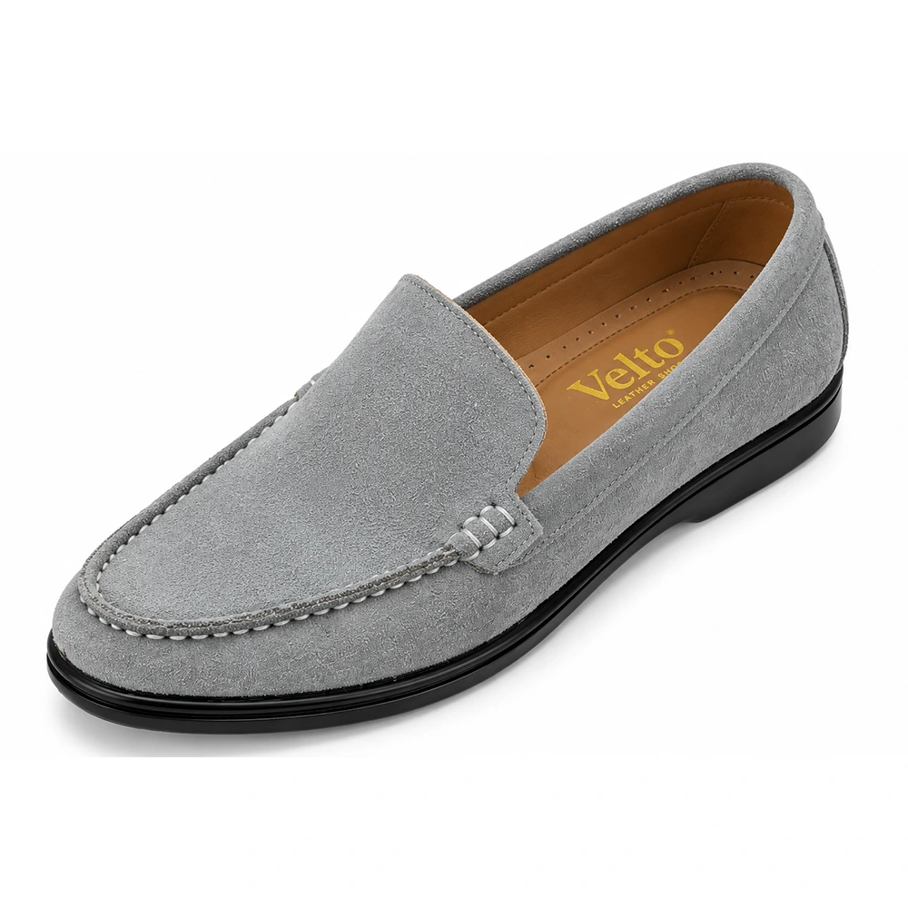 Men’s Grey Suede Leather Loafers – Casual Slip-On Shoes - Men's leather shoes Pakistan