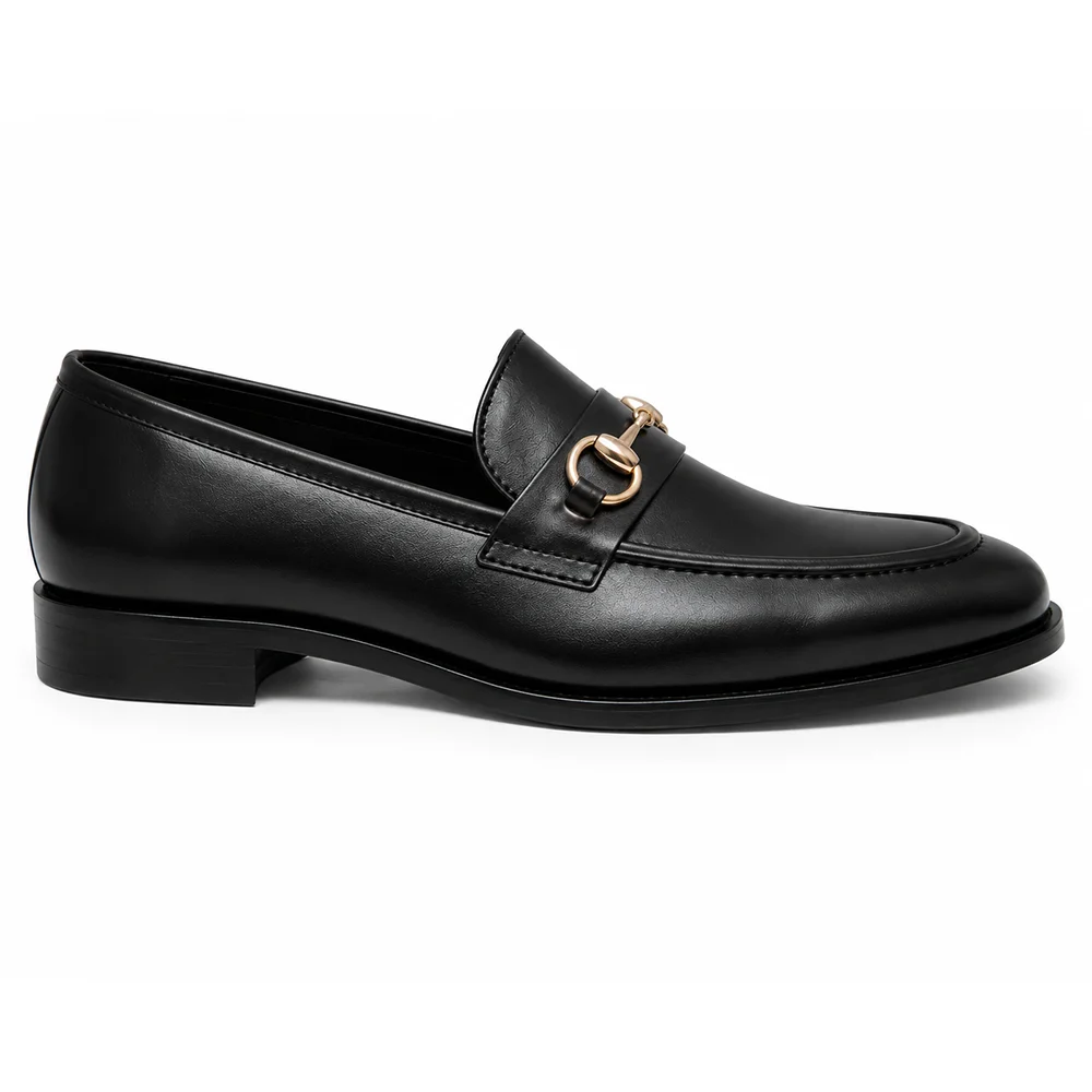 Men’s Black Horsebit Loafers – Premium Leather Slip-On Formal Dress Shoes
